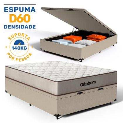 Imagem de Cama Box Baú com Colchão Espuma D60 Ortobom Force Dream Casal 138 cm