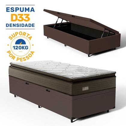 Imagem de Cama Box Báu com Colchão Nivus Espuma D33 Com Pillow Top Solteiro 88cm