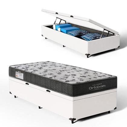 Imagem de Cama Box Baú com Colchão Ortobom de Espuma D33 ISO 100 Solteiro 78 cm