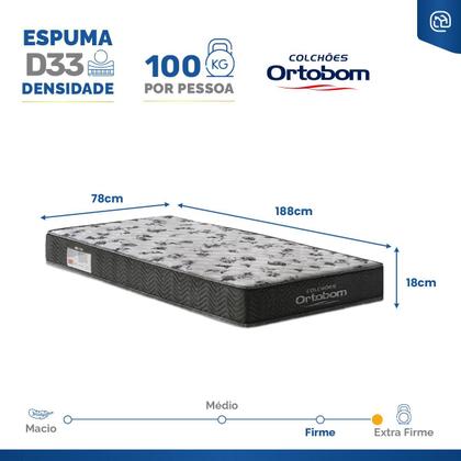Imagem de Cama Box Baú com Colchão Ortobom de Espuma D33 ISO 100 Solteiro 78 cm