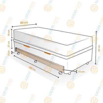 Imagem de Cama Box Baú e Auxiliar Solteiro Branca Colchão D33 Ortobom ISO 100 88x188x60 cm