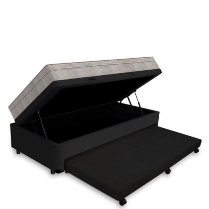 Imagem de Cama Box Baú e Auxiliar Solteiro + Colchão de Molas Ensacadas - Ortobom - AirTech SpringPocket 88cm