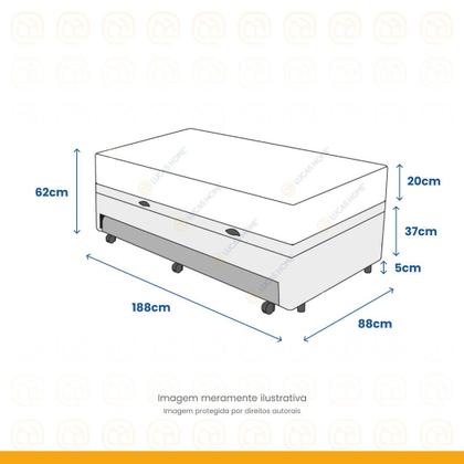 Imagem de Cama Box Baú e Auxiliar Solteiro Marrom + Colchão de Molas Ensacadas - Anjos - Classic - 88x188x64cm