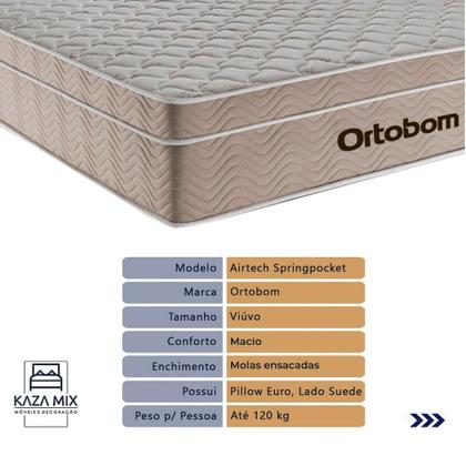 Imagem de Cama Box Baú E Colchão Airtech Molas Ensacadas Viúvo Ortobom Viúvo Marrom