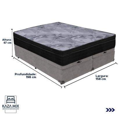 Imagem de Cama Box Baú e Colchão Airtech Pampa Molas ensacadas Queen Ortobom