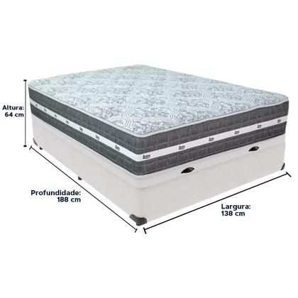Imagem de Cama Box Baú e Colchão Black Graphite Molas Ensacadas Casal 138x188X27 Anjos