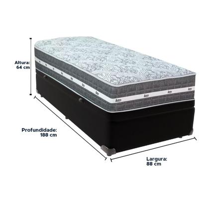 Imagem de Cama Box Baú e Colchão Black Graphite Molas Ensacadas Solteiro 88x188X27 Anjos