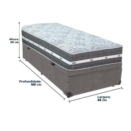 Imagem de Cama Box Baú e Colchão Black Graphite Molas Ensacadas Solteiro 88x188X32 Anjos
