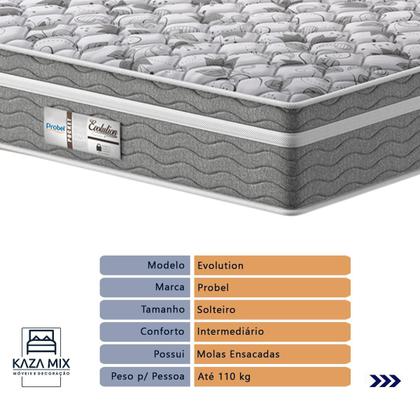 Imagem de Cama Box Baú e Colchão Evolution Molas Ensacadas Solteiro Probel