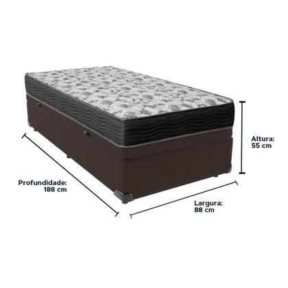 Imagem de Cama Box Baú e Colchão ISO100 Espuma D33 Solteiro Ortobom