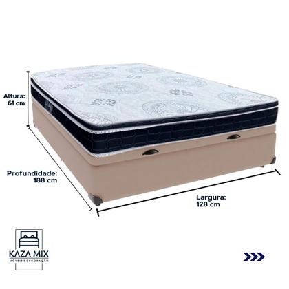 Imagem de Cama Box Baú e Colchão Orthosono D33 Com Euro Pillow Viúvo Anjos