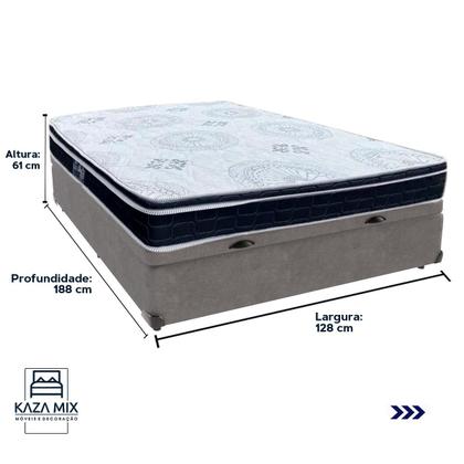 Imagem de Cama Box Baú e Colchão Orthosono D33 Com Euro Pillow Viúvo Anjos