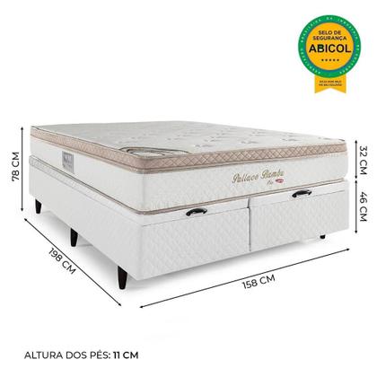 Imagem de Cama Box Baú Herval Queen Pallace Bambu, 78x158x198 cm, Molas Ensacadas