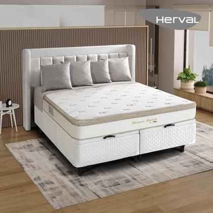 Imagem de Cama Box Baú Herval Queen Pallace Bambu, 78x158x198 cm, Molas Ensacadas