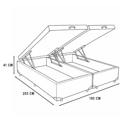 Imagem de Cama Box Baú King 193 Bipartido - Bello Box Suede Bege