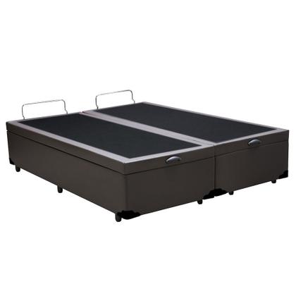 Imagem de Cama Box Baú King Bipartido NK Camas Sintético Marrom 41x193x203