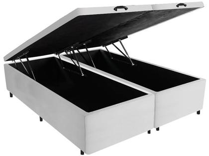 Imagem de Cama Box Baú King Bipartido Sintético Branca 193x203