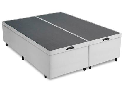Imagem de Cama Box Baú King Bipartido Sintético Branca 193x203