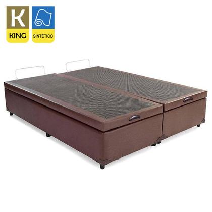 Imagem de Cama Box Baú King Bipartido Sintético SerenePrime Marrom 192x203x44