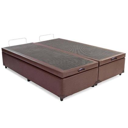 Imagem de Cama Box Baú King Bipartido Sintético SerenePrime Marrom 192x203x44