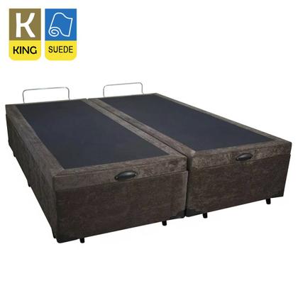 Imagem de Cama Box Baú King Bipartido Suede SerenePrime Marrom 192x203x44