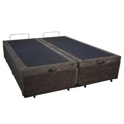 Imagem de Cama Box Baú King Bipartido Suede SerenePrime Marrom 192x203x44