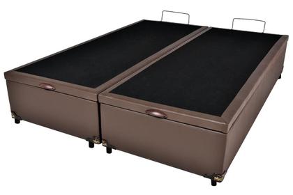 Imagem de Cama Box Baú King Marrom + Colchão de Molas Ensacadas Elegant Ortobom 203x193X70