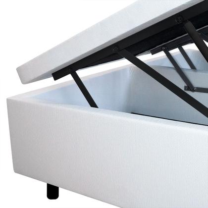 Imagem de Cama Box Baú King Reforçada Branco 193x203x42cm com Pistão a gás