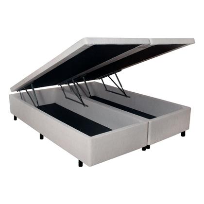 Imagem de Cama Box Baú King Reforçado Areia 193x203x42cm com Pistão a gás