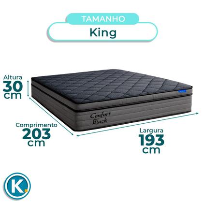 Imagem de Cama Box Bau Marrom + Cabeceira + Colchão King Confort Black Ortobom