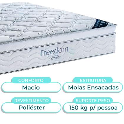 Imagem de Cama Box Bau Marrom+Colchão Casal Freedom Ortobom+Cabeceira