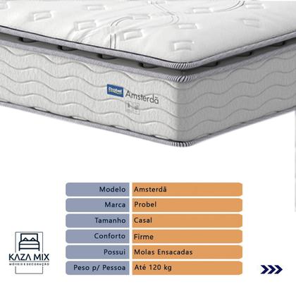 Imagem de Cama Box Baú Marrom e Colchão Amsterdã Molas Ensacadas Casal Probel