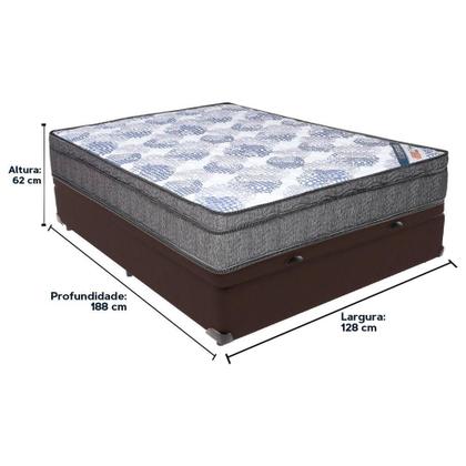Imagem de Cama Box Baú Marrom E Colchão Iso Superpocket Molas Ensacadas Viúvo Ortobom