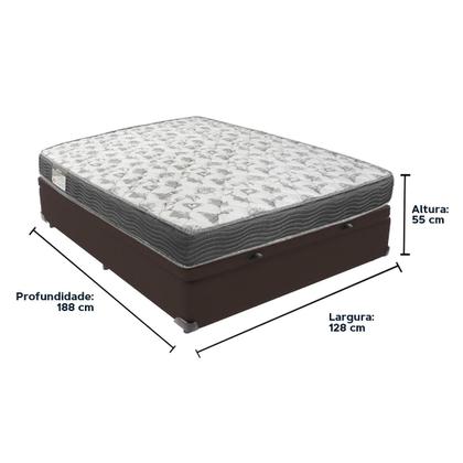 Imagem de Cama Box Baú Marrom e Colchão ISO100 Espuma D33 Viúvo Ortobom