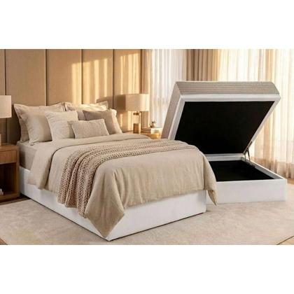 Imagem de Cama Box Baú NOVO + Colchão D33 Kappesberg Anatômico Carmine + Base CRC Corano White