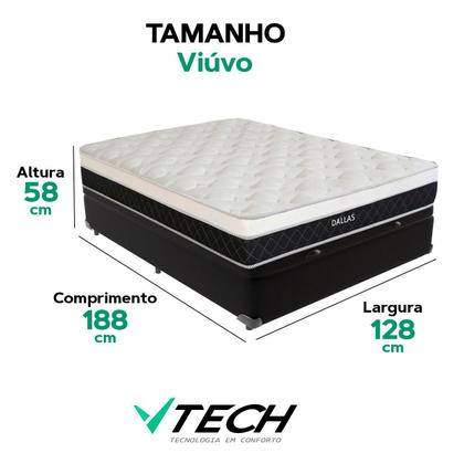 Imagem de Cama Box Baú Preto e Colchão Dallas Molas Ensacadas Viúvo V-Store 128x188x20