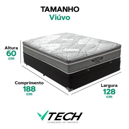Imagem de Cama Box Baú Preto e Colchão Ibiza Molas Superlastic Viúvo V-Store 128x188x22