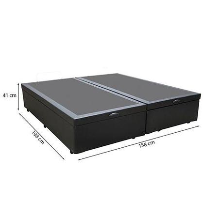 Imagem de Cama Box Baú Queen 158 Tecido Sintético Preto Com Colchão Marrocos - Poliéster - Espuma D33 30cm