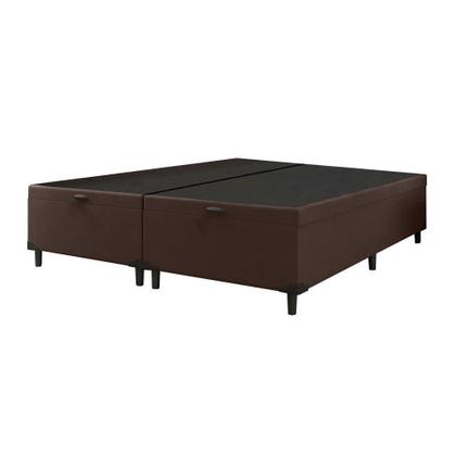 Imagem de Cama Box Baú Queen 1,58m 41cm Altura Prince Suede Marrom