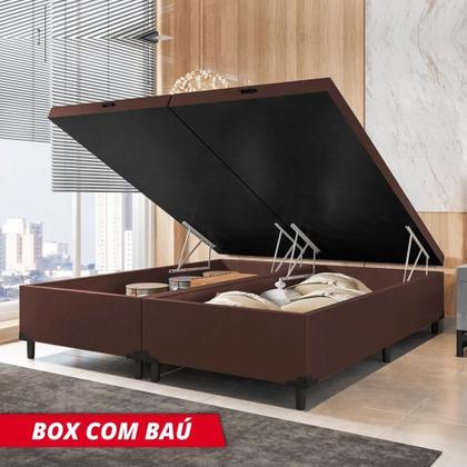 Imagem de Cama Box Baú Queen 1,58m 41cm Altura Prince Suede Marrom