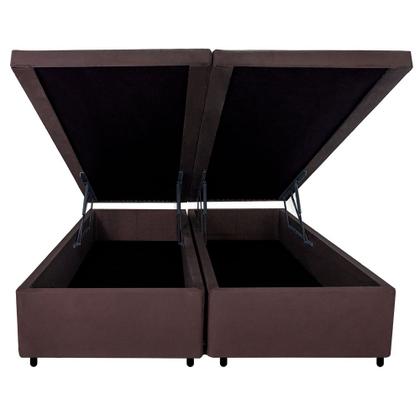 Imagem de Cama Box Baú Queen 158x198x42cm Suede Marrom com Pistão a Gás
