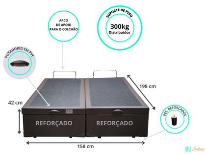 Imagem de Cama Box Baú Queen Bipartido 158x198 - Reforçada 