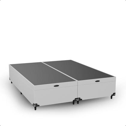 Imagem de Cama Box Baú Queen Bipartido - 44x158x198 cm - Couro Branco