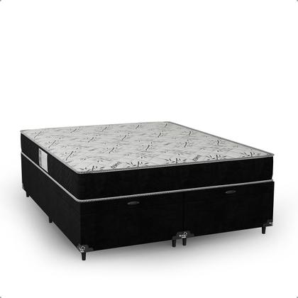 Imagem de Cama Box Baú Queen Bipartido + Colchão D33 One Face - 61x158x198cm - Suede Preto