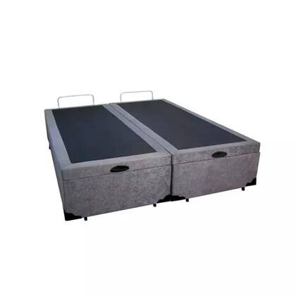 Imagem de Cama Box Baú Queen Bipartido Homequeen Suede Cinza 41x158x198