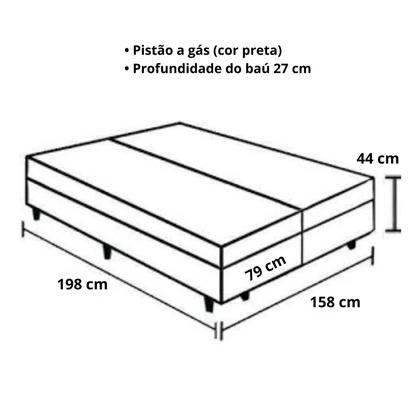 Imagem de Cama Box Baú Queen Bipartido Linhão Cinza Com Pistão A Gás, Estrutura Reforçada, Imperium do Sono