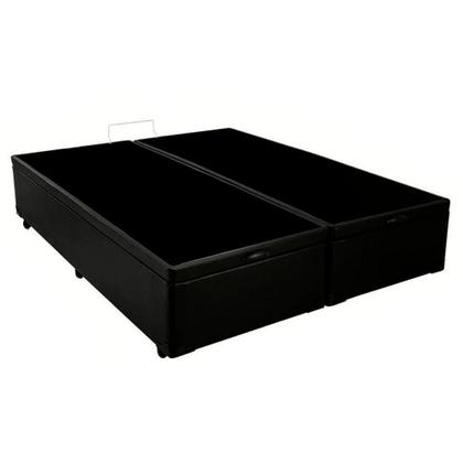 Imagem de Cama Box Baú Queen Bipartido Sintético Mega Cama Preto 158x198x45cm