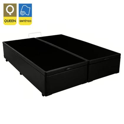 Imagem de Cama Box Baú Queen Bipartido Sintético Mega Cama Preto 158x198x45cm