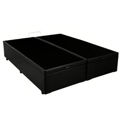 Imagem de Cama Box Baú Queen Bipartido Sintético Mega Cama Preto 158x198x45cm