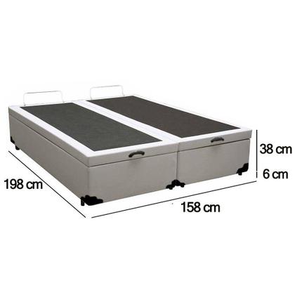 Imagem de Cama Box Baú Queen Bipartido Sintético Serene visual disponível na cor Branco 158x198x44